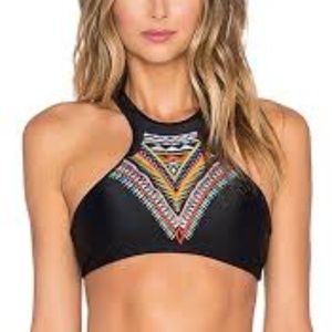 Black Inca Embroidered Gypsy Halter bikini top
